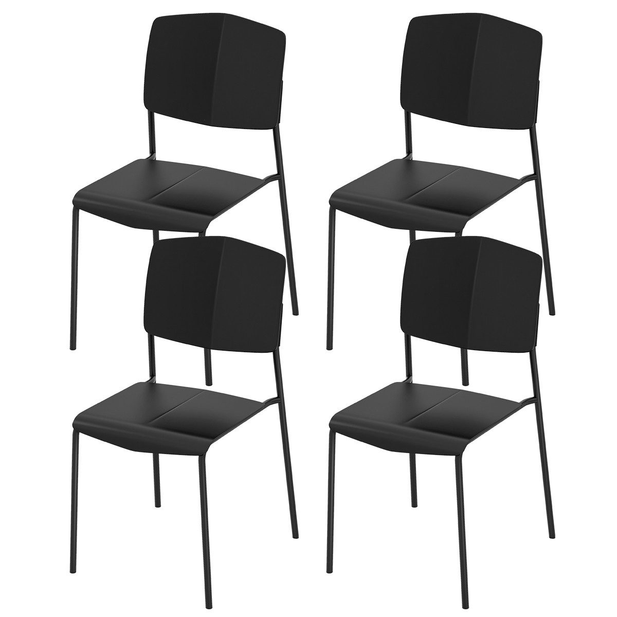 COSTWAY Esszimmerstuhl (4 St), Set aus 4 Stühlen, mit Rückenlehne, stapelbar