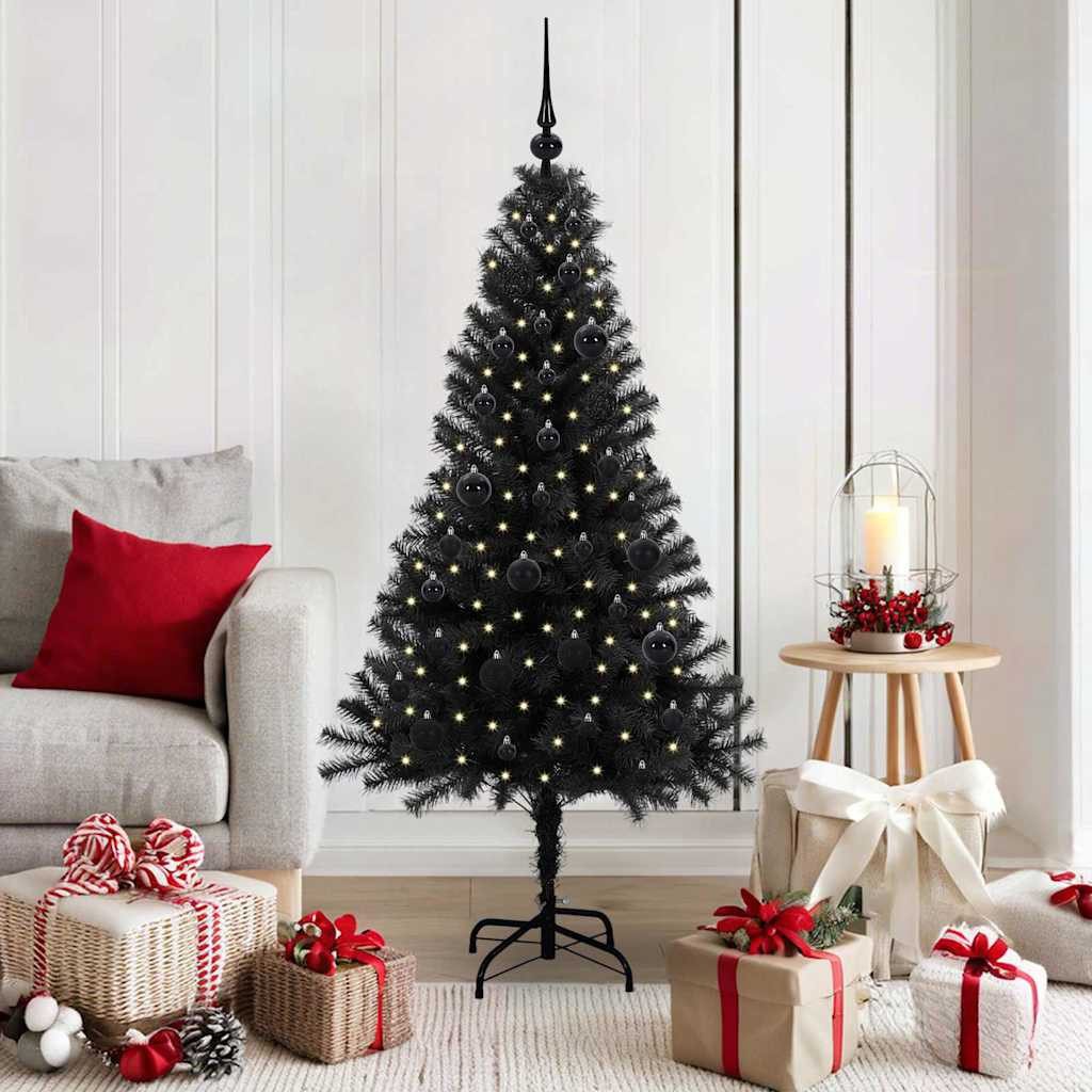 vidaXL Künstlicher Weihnachtsbaum Weihnachtsbaum Schwarz 150 cm PVC