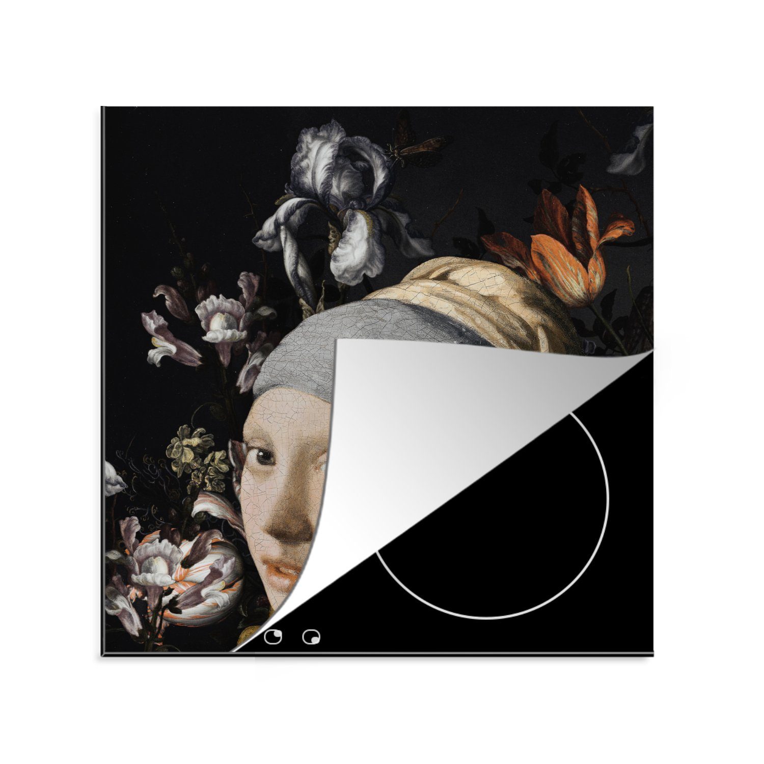 MuchoWow Herdblende-/Abdeckplatte Gemälde - Blumen - Vermeer, Vinyl, (1 tlg), 78x78 cm, Ceranfeldabdeckung, Arbeitsplatte für küche