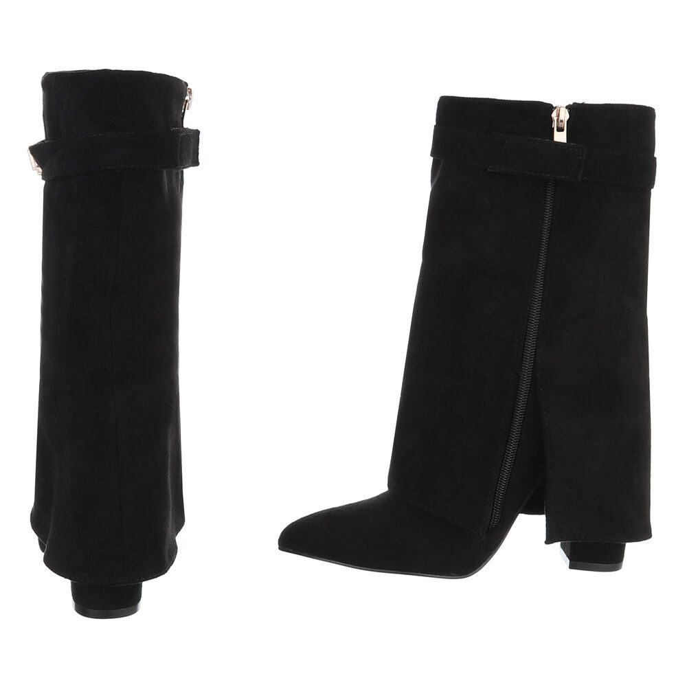 Ital-Design Modische Stiefeletten mit hohem Schaft für Damen High-Heel-Stiefel (90169642) Blockabsatz Stiefel in Schwarz – Bild 5 von 5
