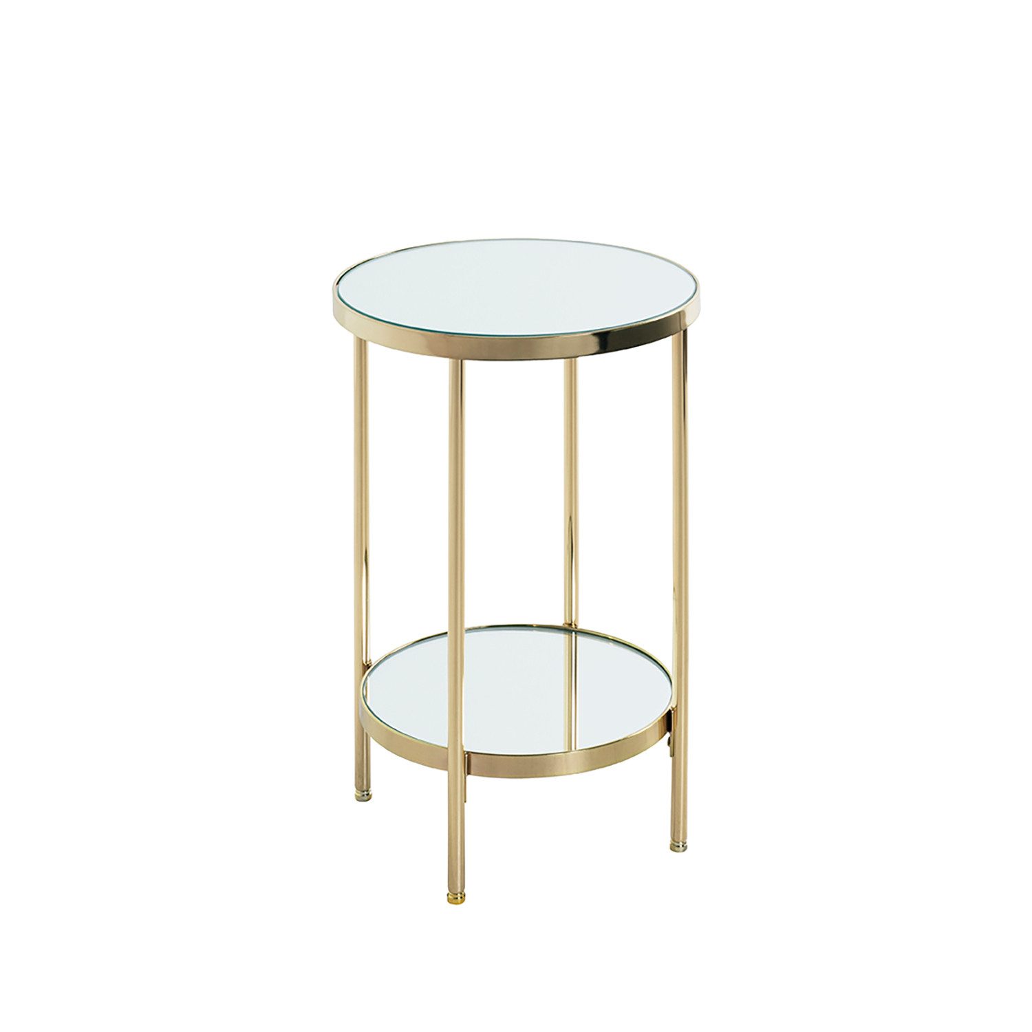 Beistelltisch Tisch - Metall, Spiegel 5mm - H. 46cm x Ø 28cm - Wohnzimmertisch
