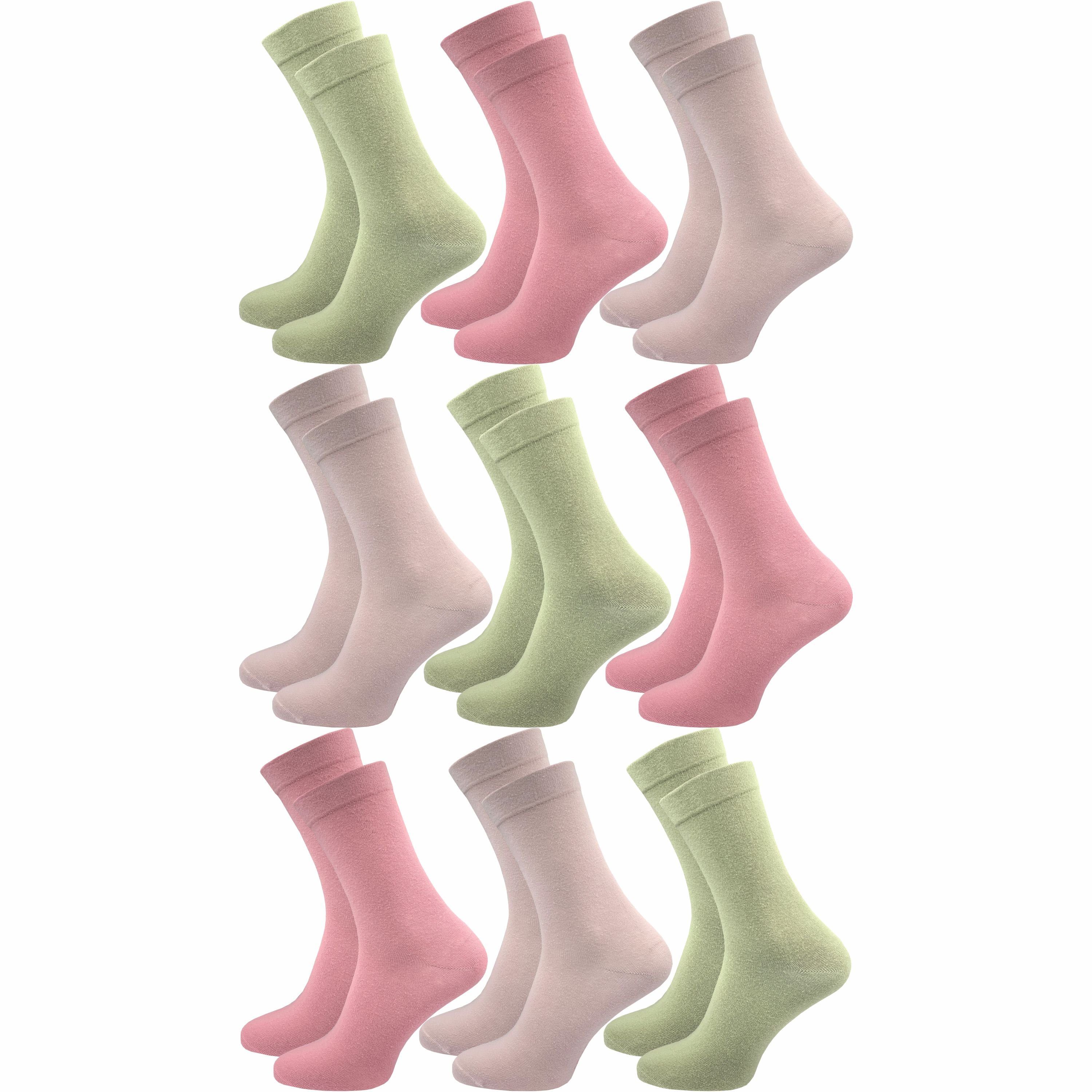 GAWILO Diabetikersocken für Damen - 2 Ohne Naht mit drückende Ohne hohem farbig - (9 angenehmes sorgt Paar) Venensocke Extra Fußklima - Gummibund Baumwolle für Anteil weit
