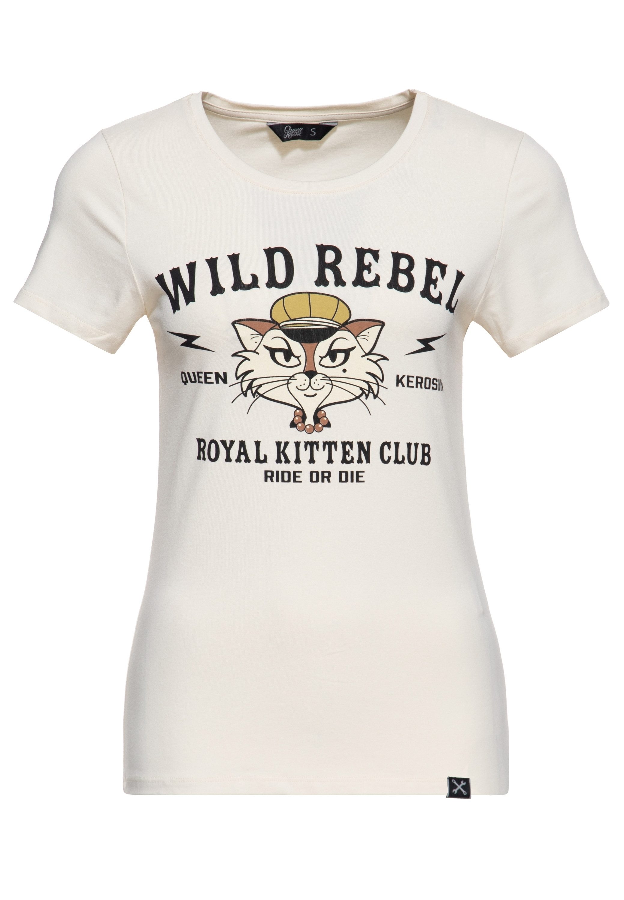 QueenKerosin Print-Shirt Royal Kitten Club (1-tlg) mit Katzen-Artwork