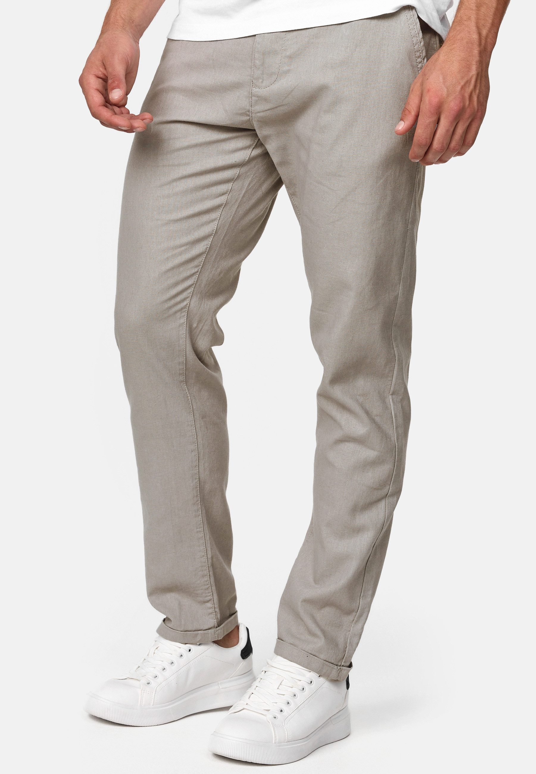 Indicode Leinenhose Herren Haverfield Sommerhose Leinen Herrenhose mit 4 Taschen