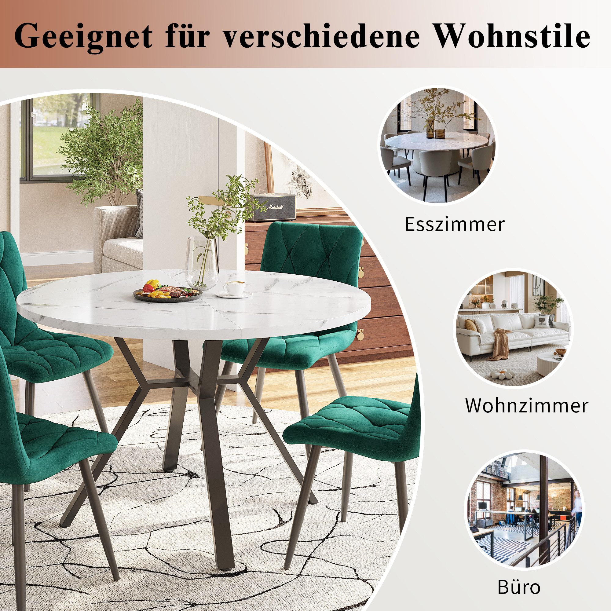 STILVORA Esstisch rund X-förmiger Couchtisch mit Metallhalterung,Küchentisc günstig online kaufen