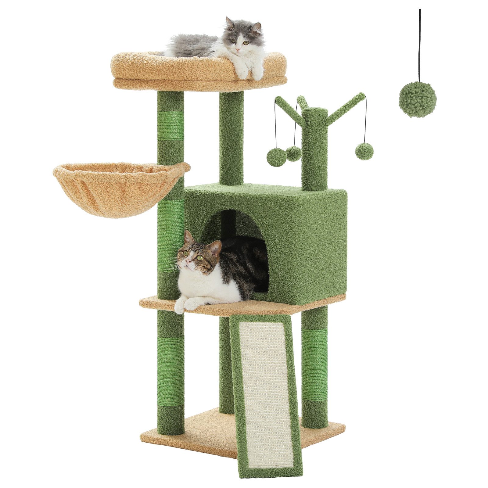 Purpurra Kratzbaum Mehrstöckiger Katzenturm für Wohnungskatzen, 105cm Höhe