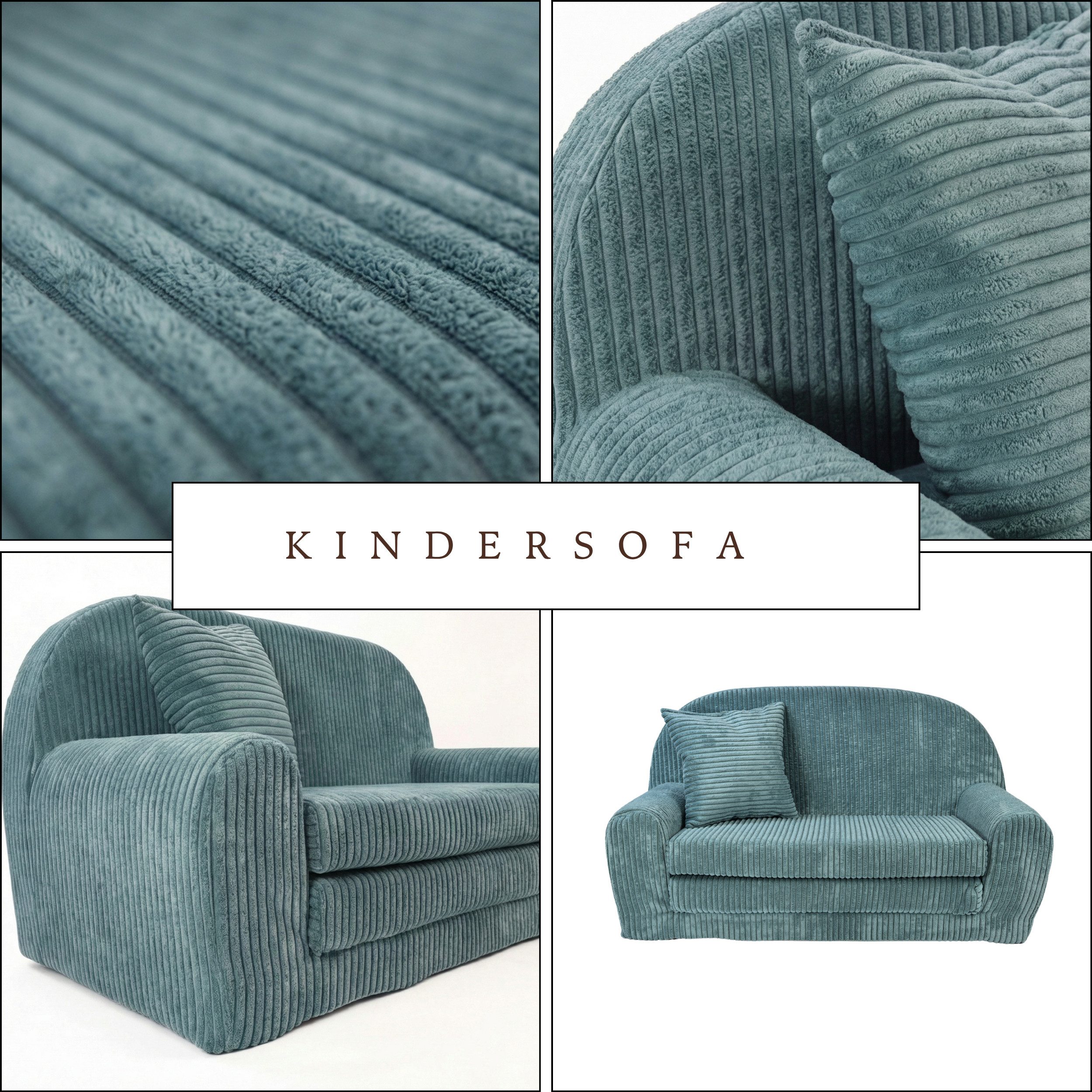FORTISLINE Kindersofa Mini-Sofa Rosalia aus Cord – Komfort, Stil und Sicherheit für Ihr Kind, zusammenklappbar, waschbarer Bezug, keine Montage erforderlich – Bild 4 von 5