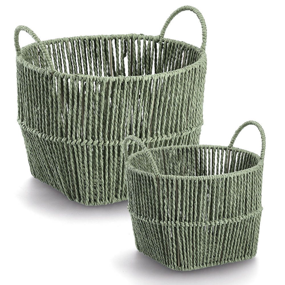 Zeller Present Aufbewahrungskorb, Papiergeflecht, salbei, ca. Ø 30 x 21 cm