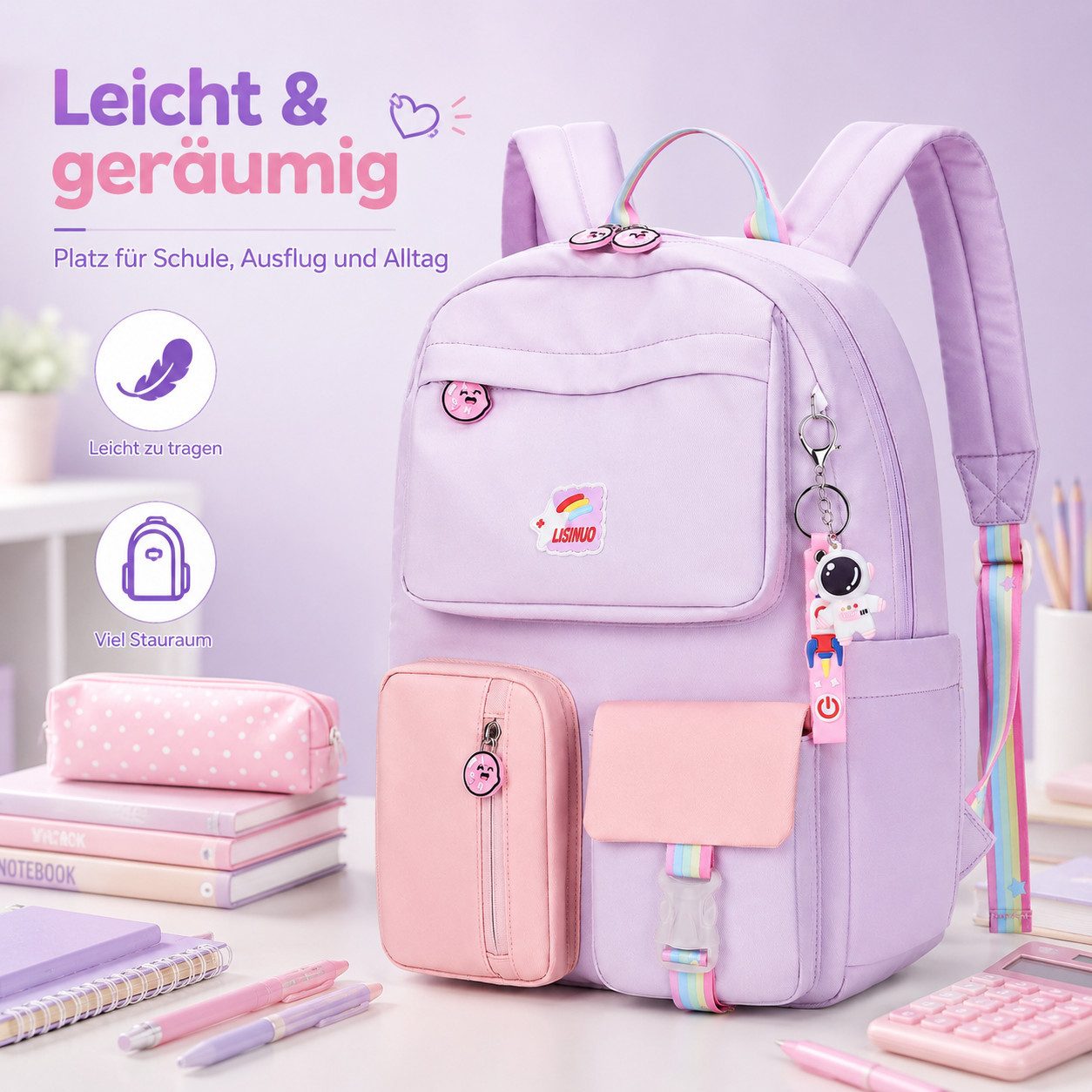Diyarts Kinderrucksack, Trendiger Mädchenrucksack: Geräumig, Leicht und Robust