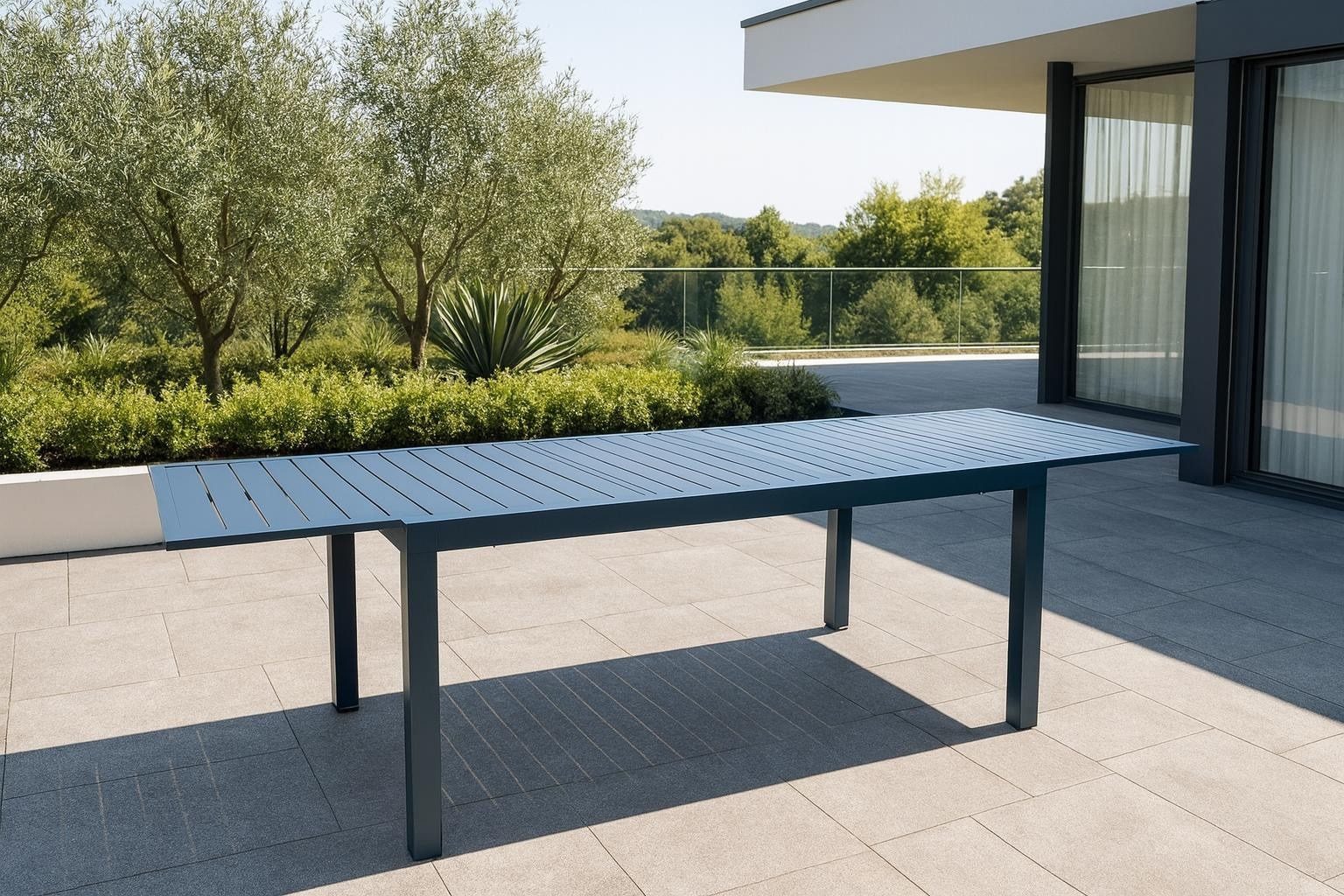 Gardissimo Gartentisch Leaf XL Ausziehtisch für 6 bis 10 Personen ausziehbar Aluminium (Tisch, 1 Tisch), wetterfest pflegleicht erweiterbar von 160 auf 240 cm