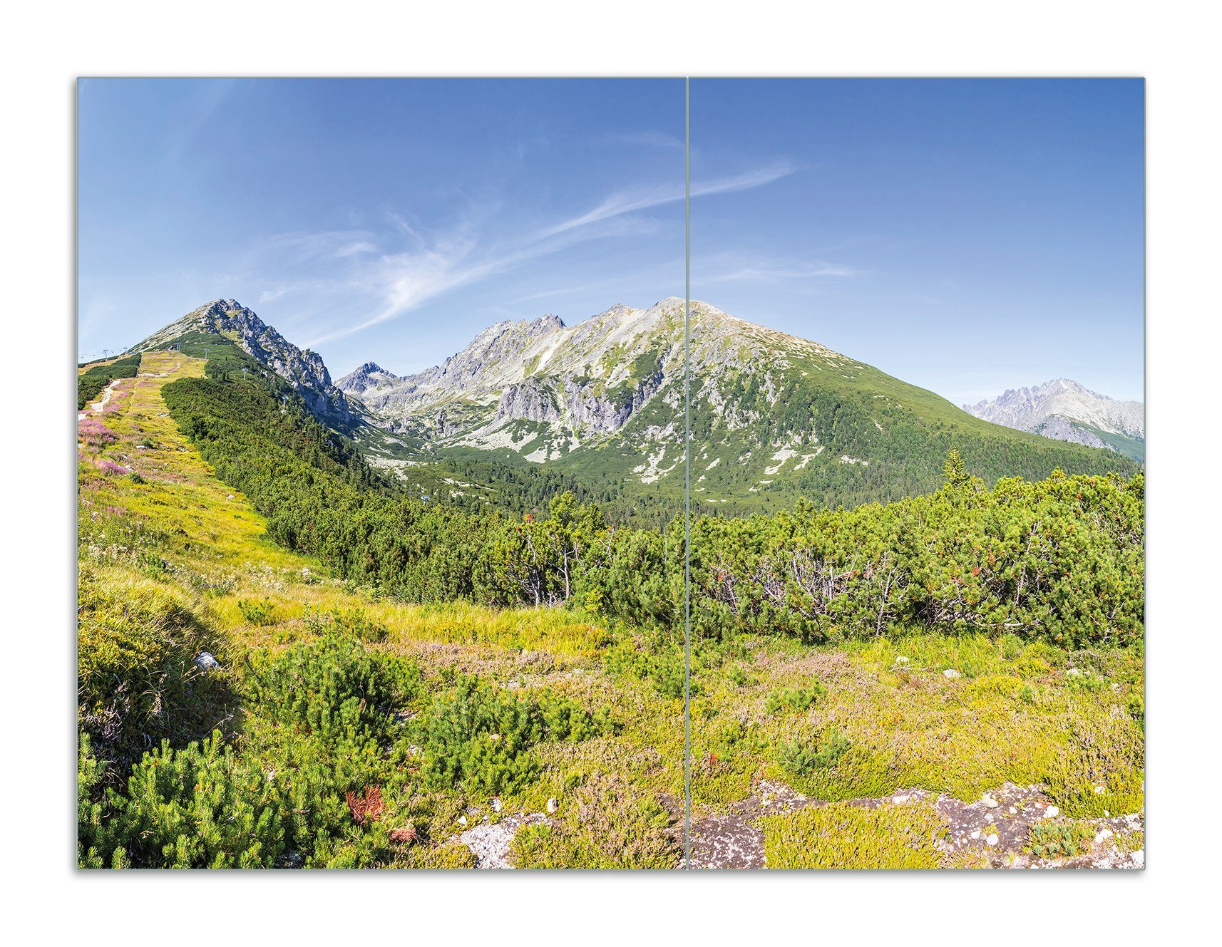 Wallario Herd-Abdeckplatte Berggipfel in der Tatra, ESG-Sicherheitsglas, (Glasplatte, 2 tlg., inkl. 5mm Noppen), verschiedene Größen