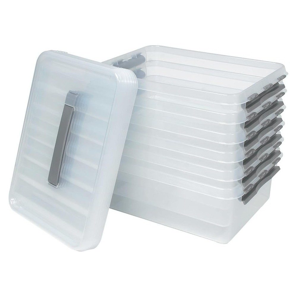 BRB-Lagertechnik Aufbewahrungsbox 6x Aufbewahrungsbox mit Deckel, LxBxH 400x300x140 mm, 12 Liter, Geeignet für Lebensmittel