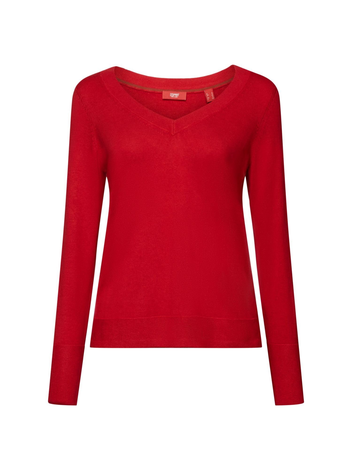 RED V-Ausschnitt mit Pullover DARK Rundhalspullover Esprit