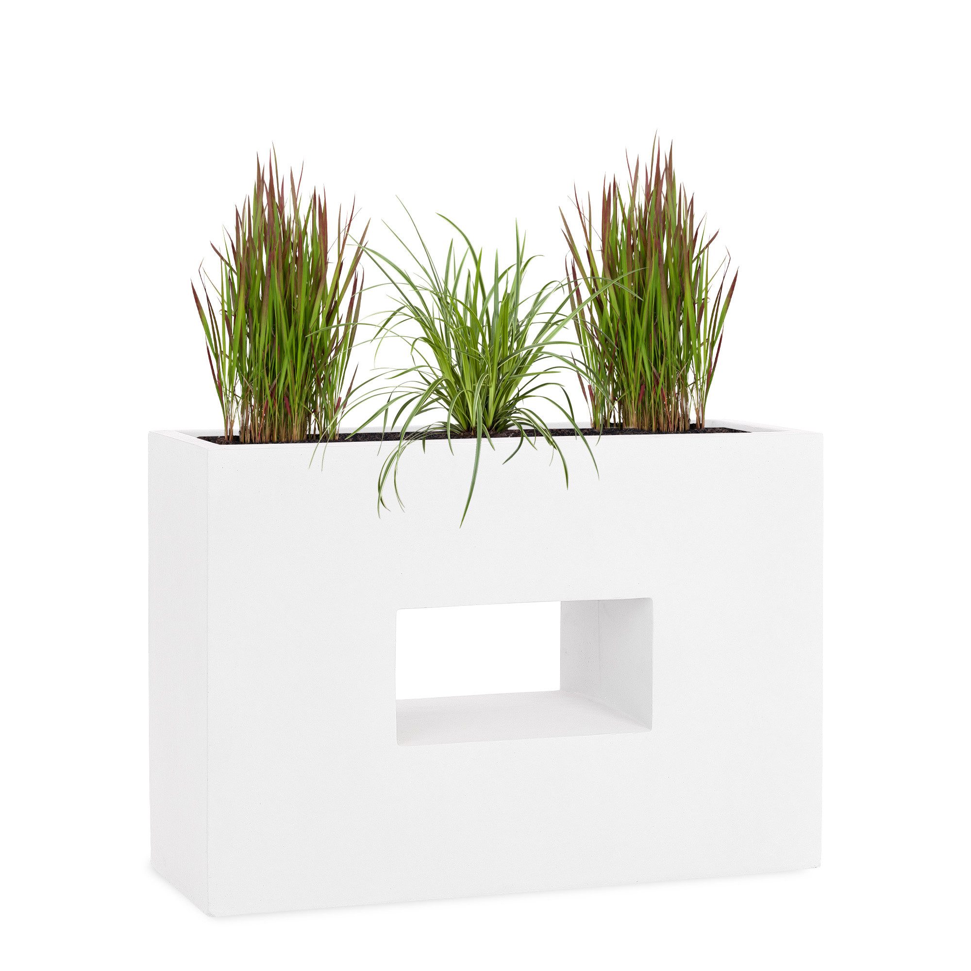 Pflanzwerk® Hochbeet Pflanzkübel VISTA Premium Blumenkübel aus Fiberglas mit Lotus-Effekt, Fiberglas - Handgefertigt - Rechteckig - Frostbeständig