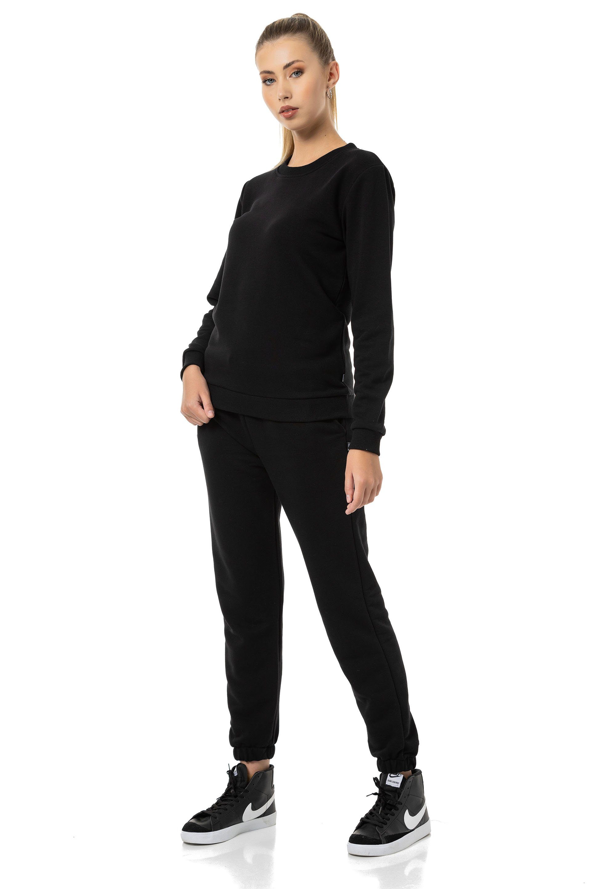 RedBridge Jogginganzug Sweatshirt mit Sweatpant Premium Basic (Spar-Set, 2-tlg), Premium Qualität Schwarz