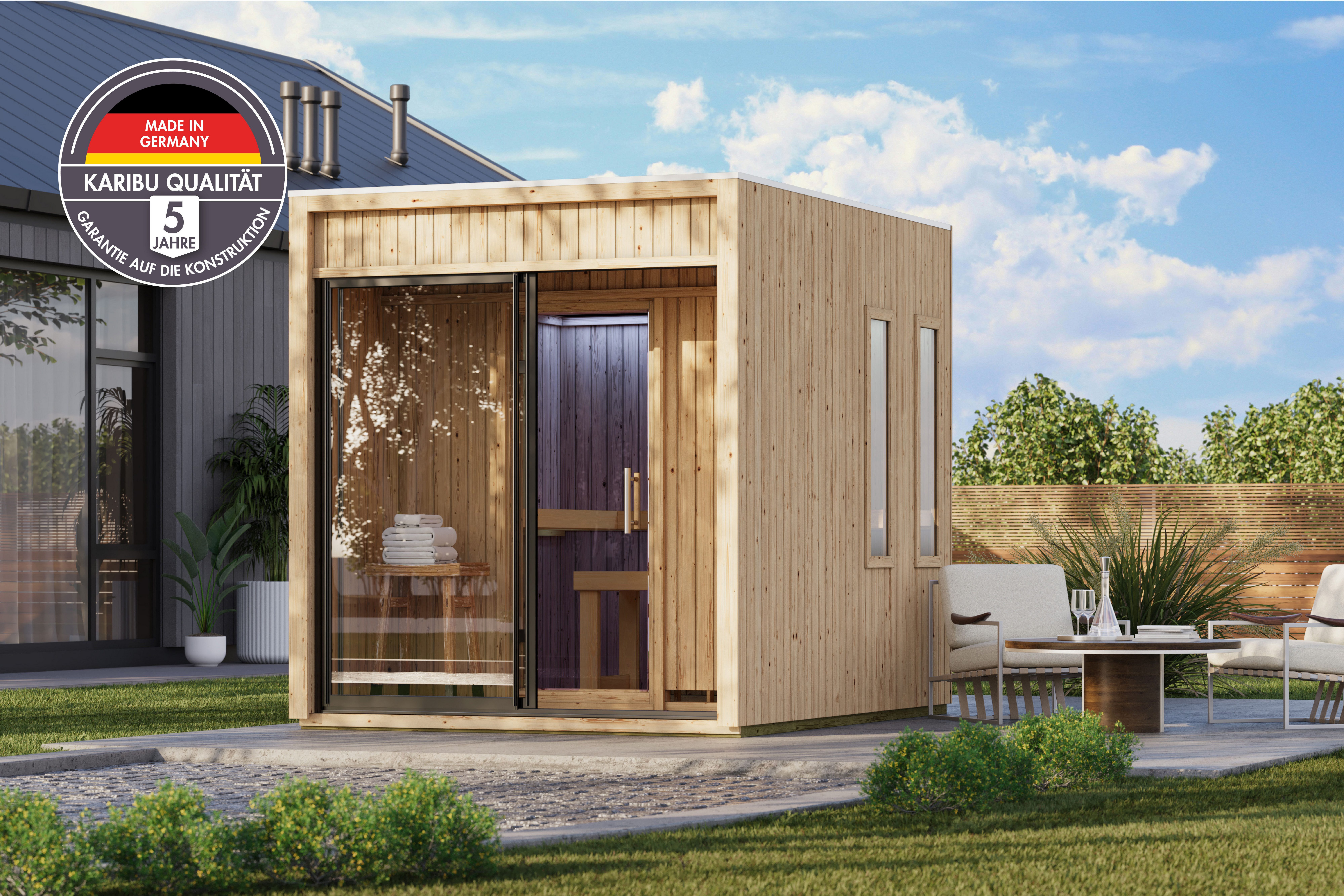 Karibu Saunahaus Danielo, BxTxH: 219,5 x 287,5 x 244 cm, 73 mm, verschiedene Varianten