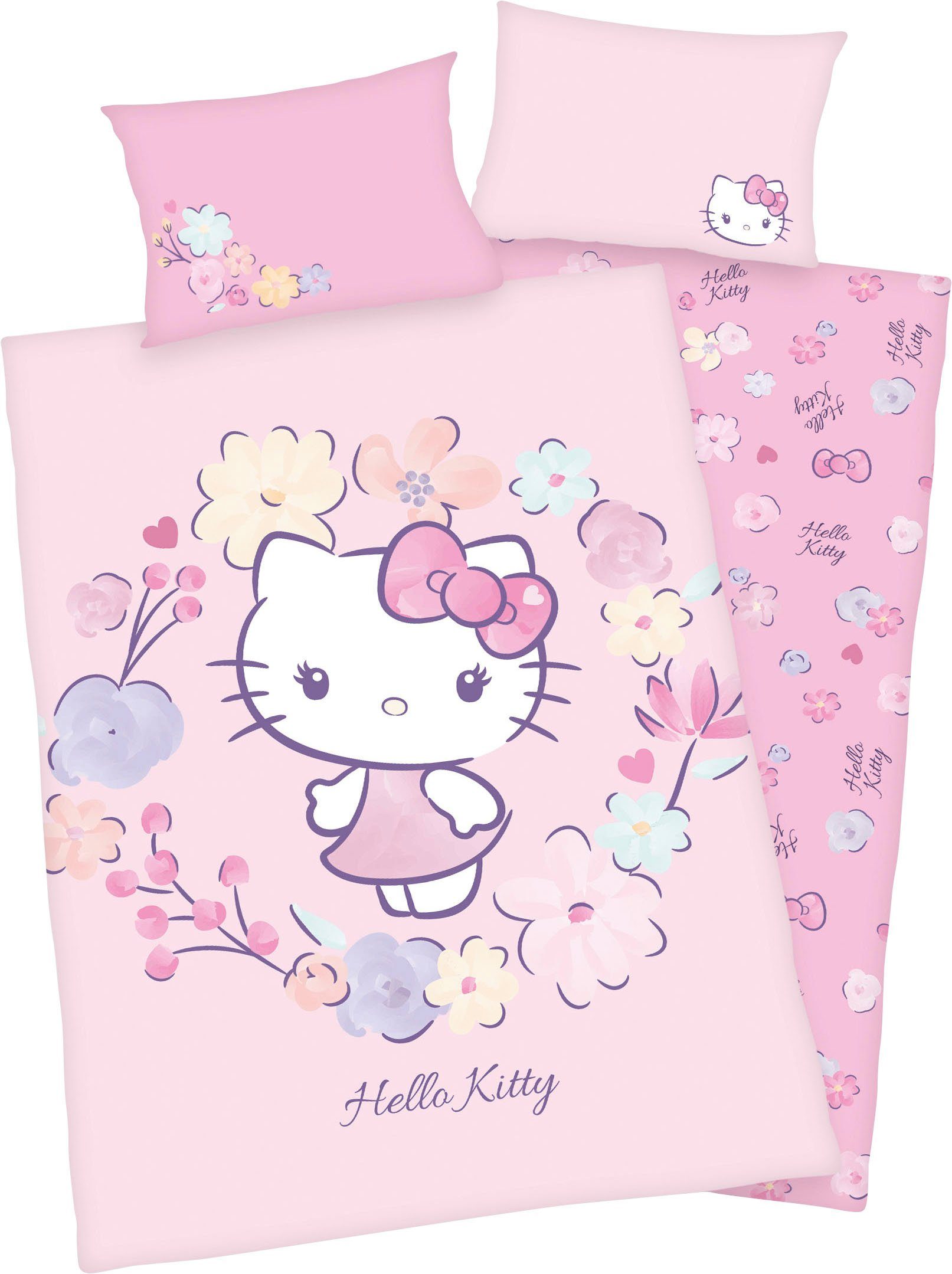 Babybettwäsche Hello Kitty, Hello Kitty, Renforcé (Bio-Baumwolle), GOTS  zertifiziert - nachhaltig aus Bio-Baumwolle, 