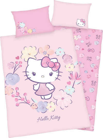 Babybettwäsche Hello Kitty, Hello Kitty, Renforcé (Bio-Baumwolle), GOTS zertifiziert - nachhaltig aus Bio-Baumwolle