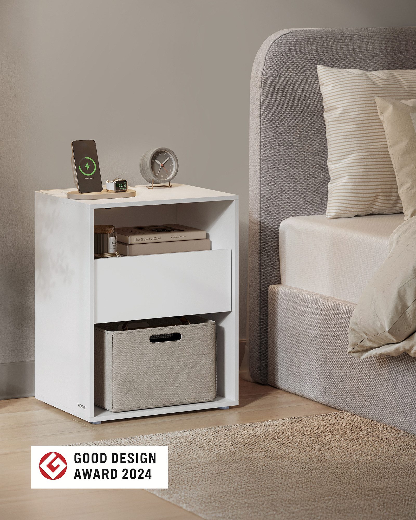 VASAGLE Nachttisch (2-St), Nachttisch werkzeuglos Montage 2er Set, Beistell günstig online kaufen