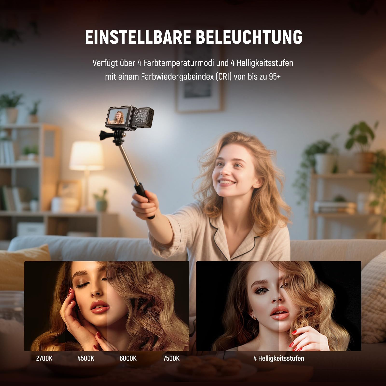 Neewer Videoleuchte M25 Zweifarbiges magnetisches LED Videolicht, 1,5W Fülllicht Aufsatz, für DJI OSMO NANO ACTION 3 4 5 Pro Cage AC009 PRO Pocket 3