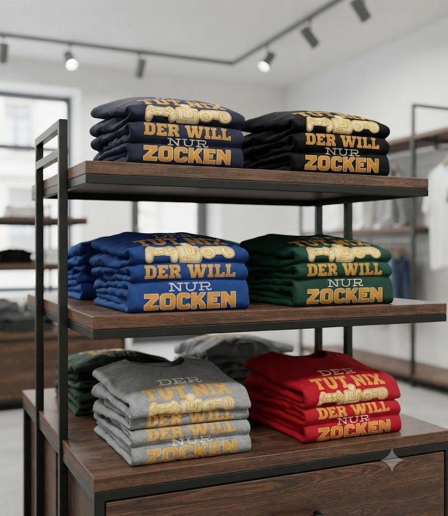 Blondie & Brownie T-Shirt TutZocken Herren Tee Gamer Shirt Gaming Spruch Controller Print Zocken (Einzelstück, Einzelartikel) TutZocken Herren Tee Gaming Kultmotiv