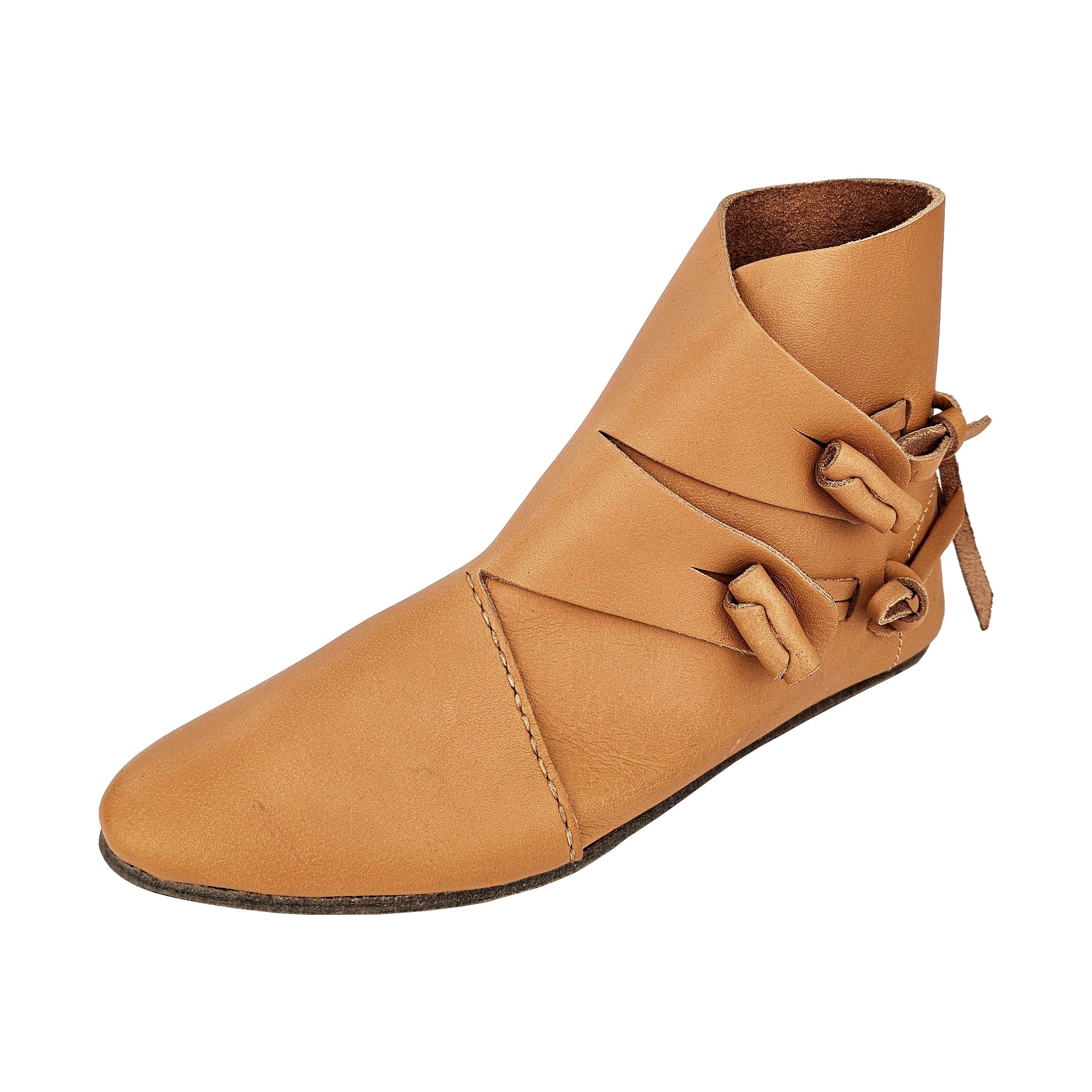 Ritter-Kostüm Wikinger Schuhe Typ Jorvik mit einfach genagelter Sohle Naturbraun 38