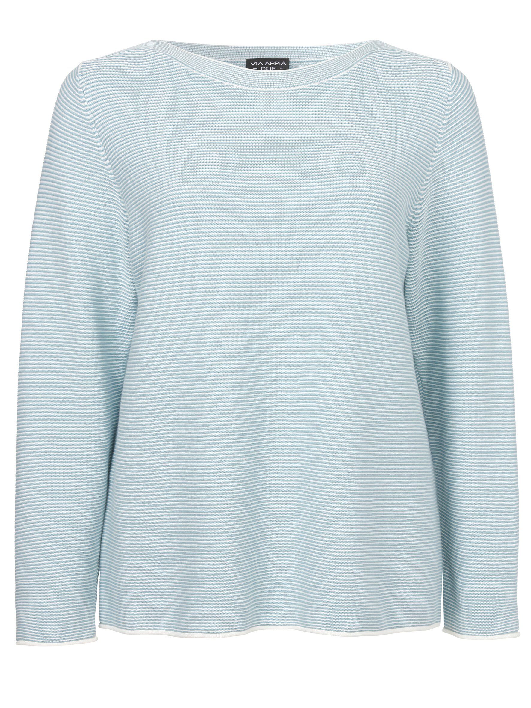 Rundhalspullover Dezenter Pullover mit gestreiftem Allover-Muster