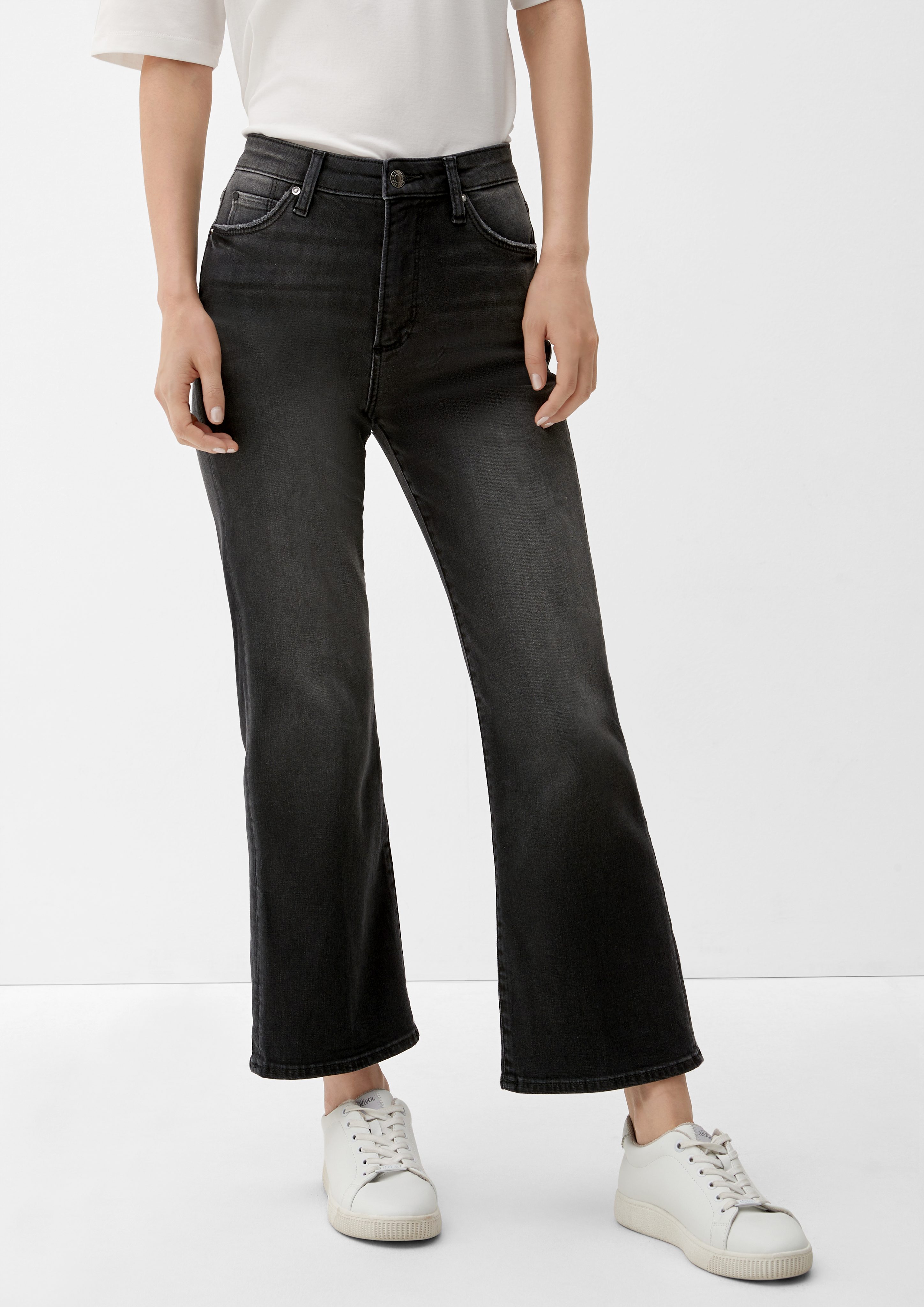 s.Oliver 7/8-Jeans Cropped-Jeans Flared / Slim Fit / High Rise / Flared Leg  Waschung | Straight-Fit Jeans