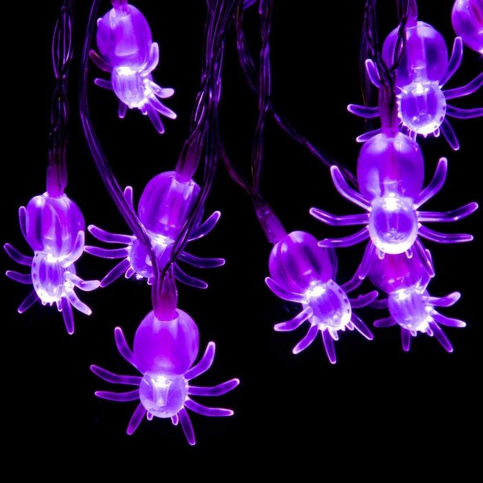 Mmgoqqt LED-Lichterkette Halloween Deko Spider LED Lichterkette