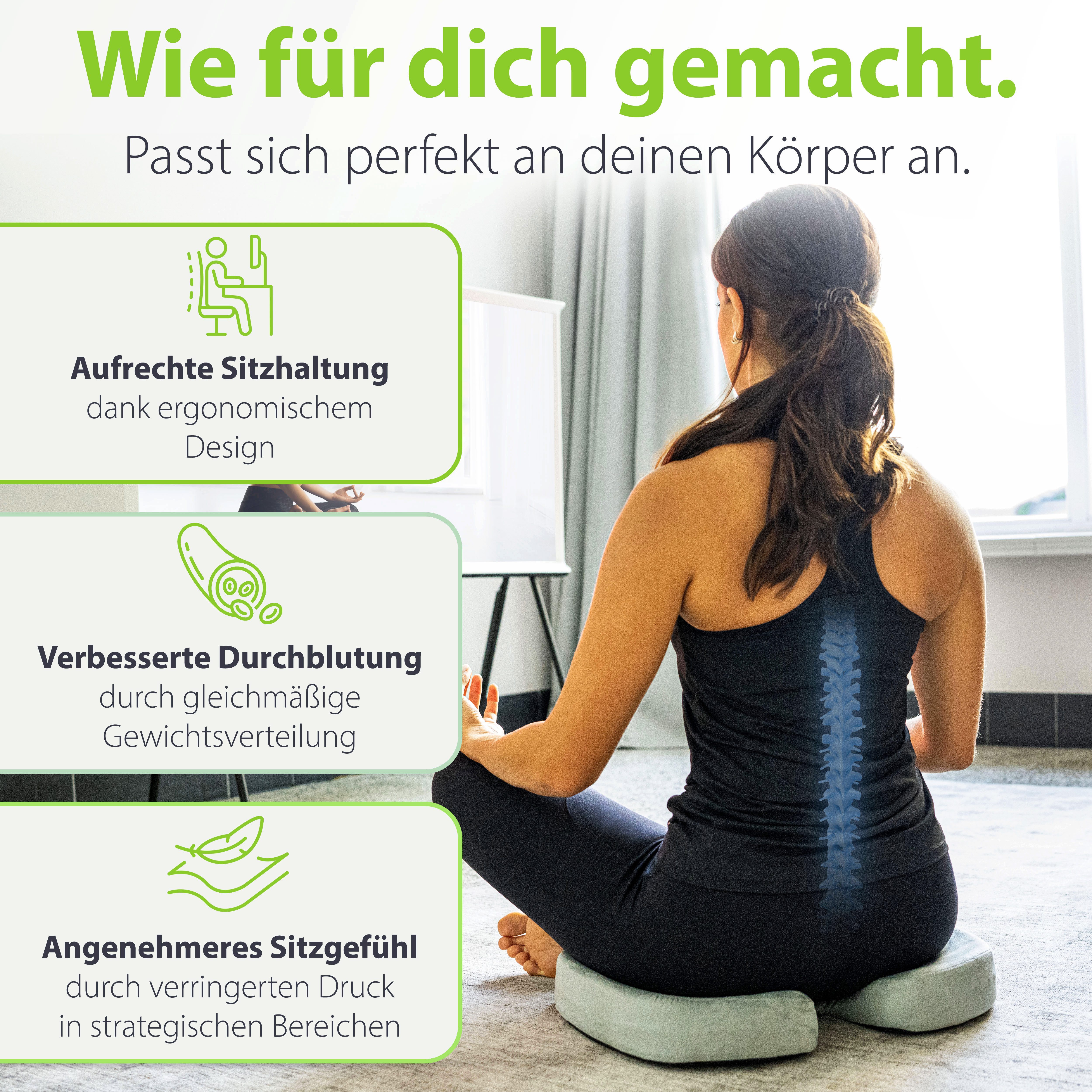 feela Sitzkissen Orthopädisches Kissen – Ergonomisch, 3 Härtegrade bei Rückenschmerzen, Fördert gesundes Sitzen & entlastet Rücken – Zuhause, Büro & unterwegs