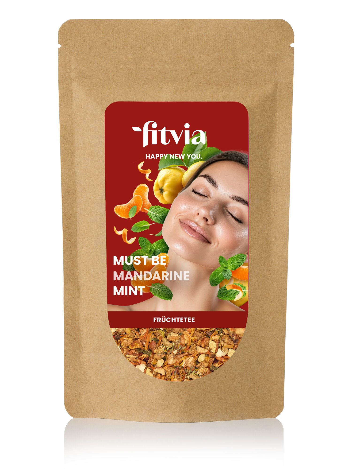 fitvia Tee Früchtetee Mandarine-Minze, lose, 100 g, (Früchtetee Mandarine-Minze 100 g – loser Premium-Tee, 100g), mit erfrischender Minze & fruchtiger Mandarine, belebend & wohltuend