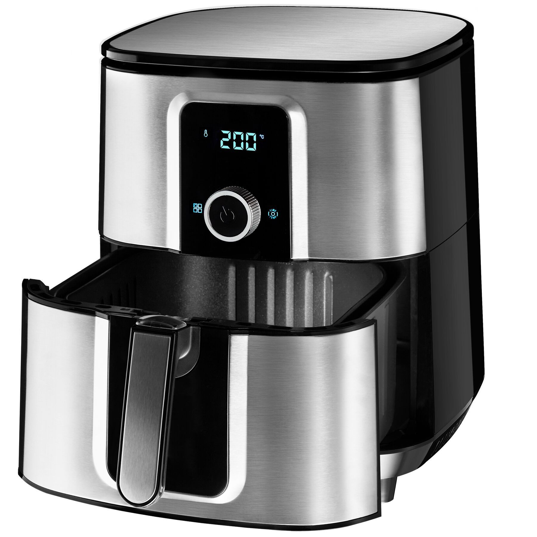 tectake Heißluftfritteuse, 1800 W, 10,2 l, 1800 W, LED-Touchscreen und Drehknopf mit 8 Programmen