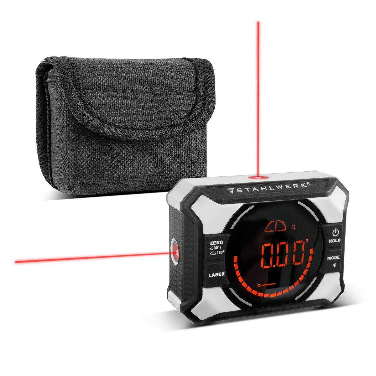 STAHLWERK Winkelmesser Digital Laser Winkelmesser Wasserwaage 0°-360° Neigungsmesser Magnet, L:8,6 cm