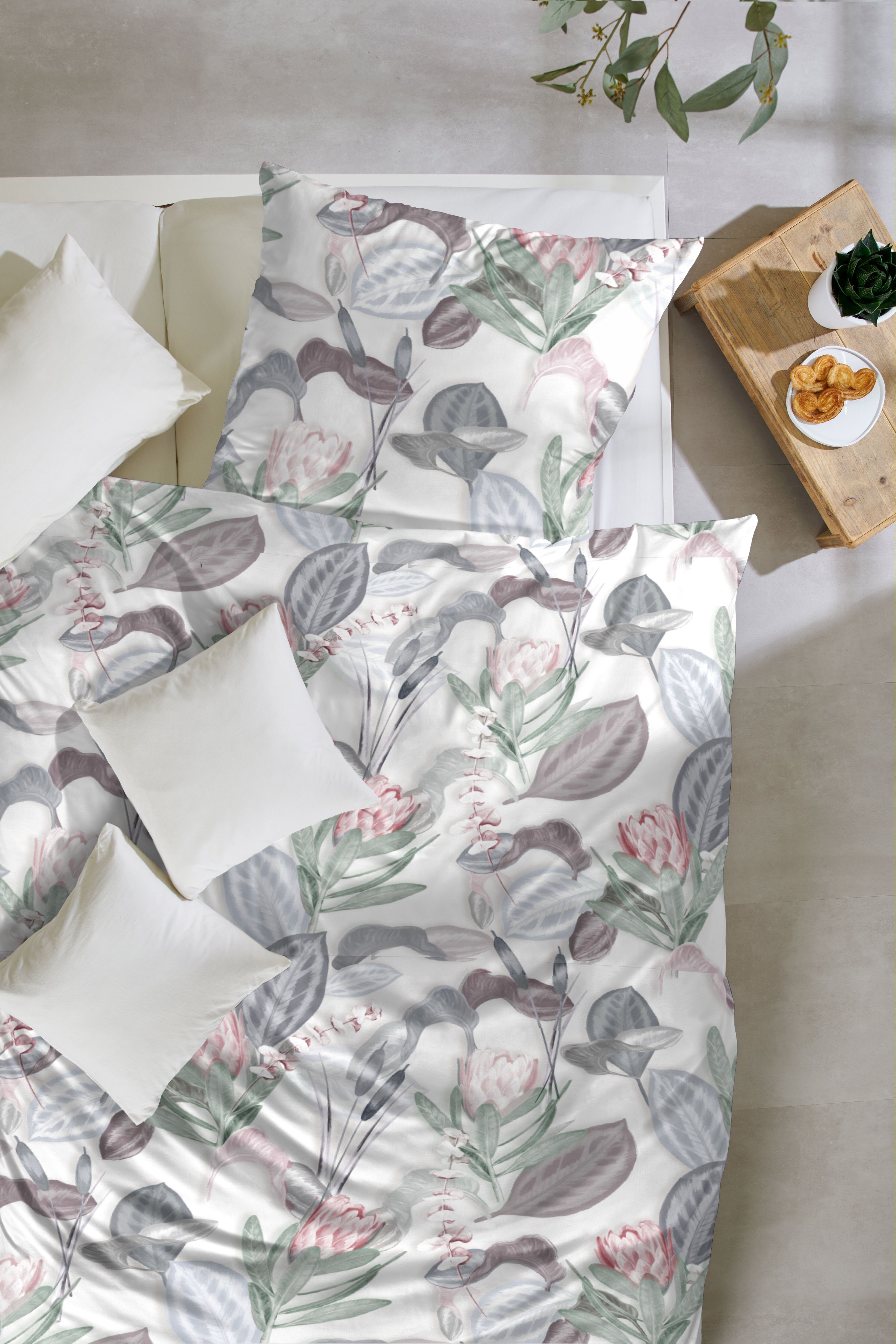 Primera Bettwäsche Satin Bettwäsche "Protea", Mako-Satin, 2 teilig