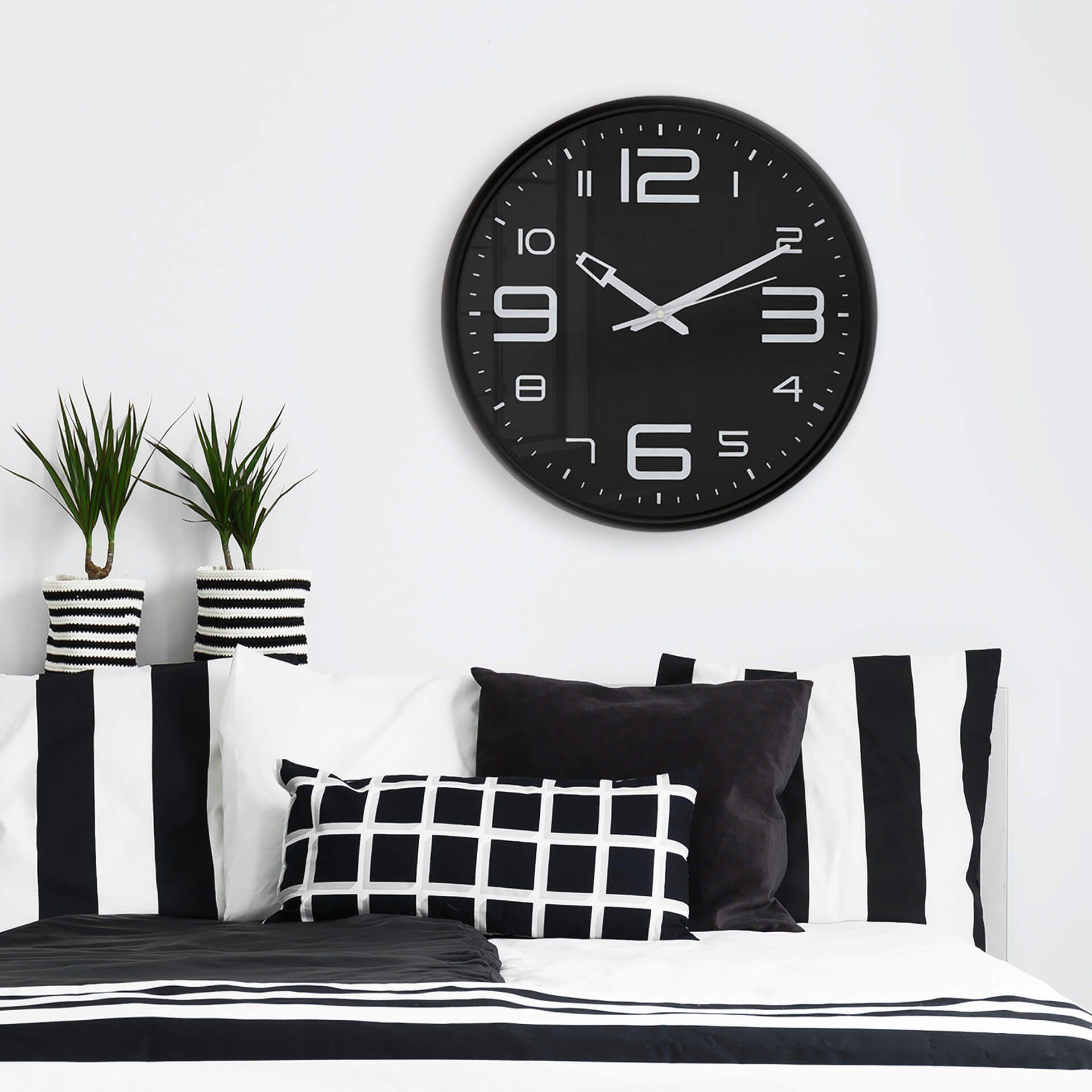 Wall Art Analoge (leises schwarz-weiß K&L Büro Retro Uhrwerk) 38cm ohne Uhr große Wanduhr Tickgeräusche Quarz