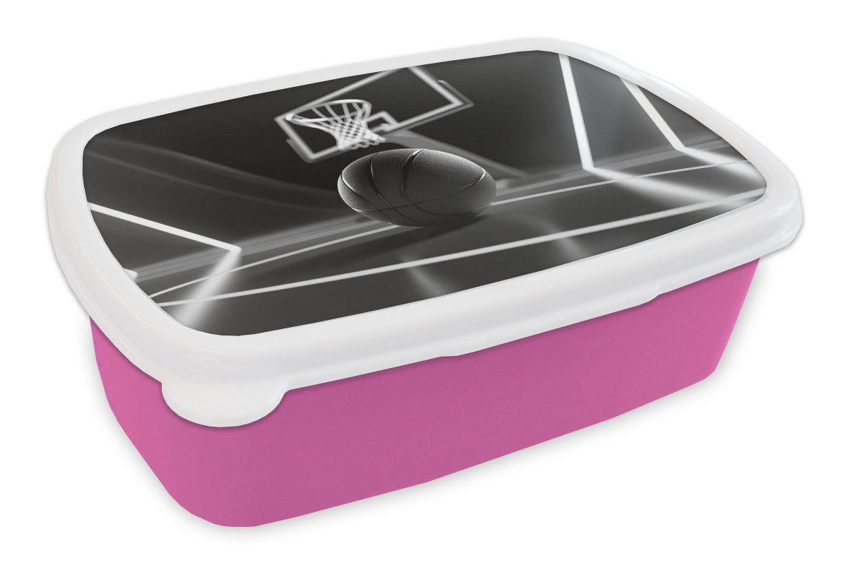 MuchoWow Lunchbox Basketball - Basketballplatz - Linien, Kunststoff, (2-tlg), Brotdosen, Lunch Box, Brotbox für Kinder und Erwachsene