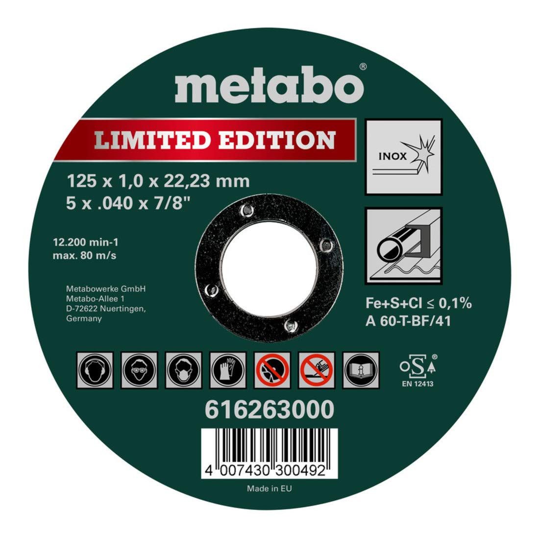 metabo Trennscheibe Metabo Limited Edition 125 x 1,0 x 22,23 mm, Inox, Trennscheibe, gerad