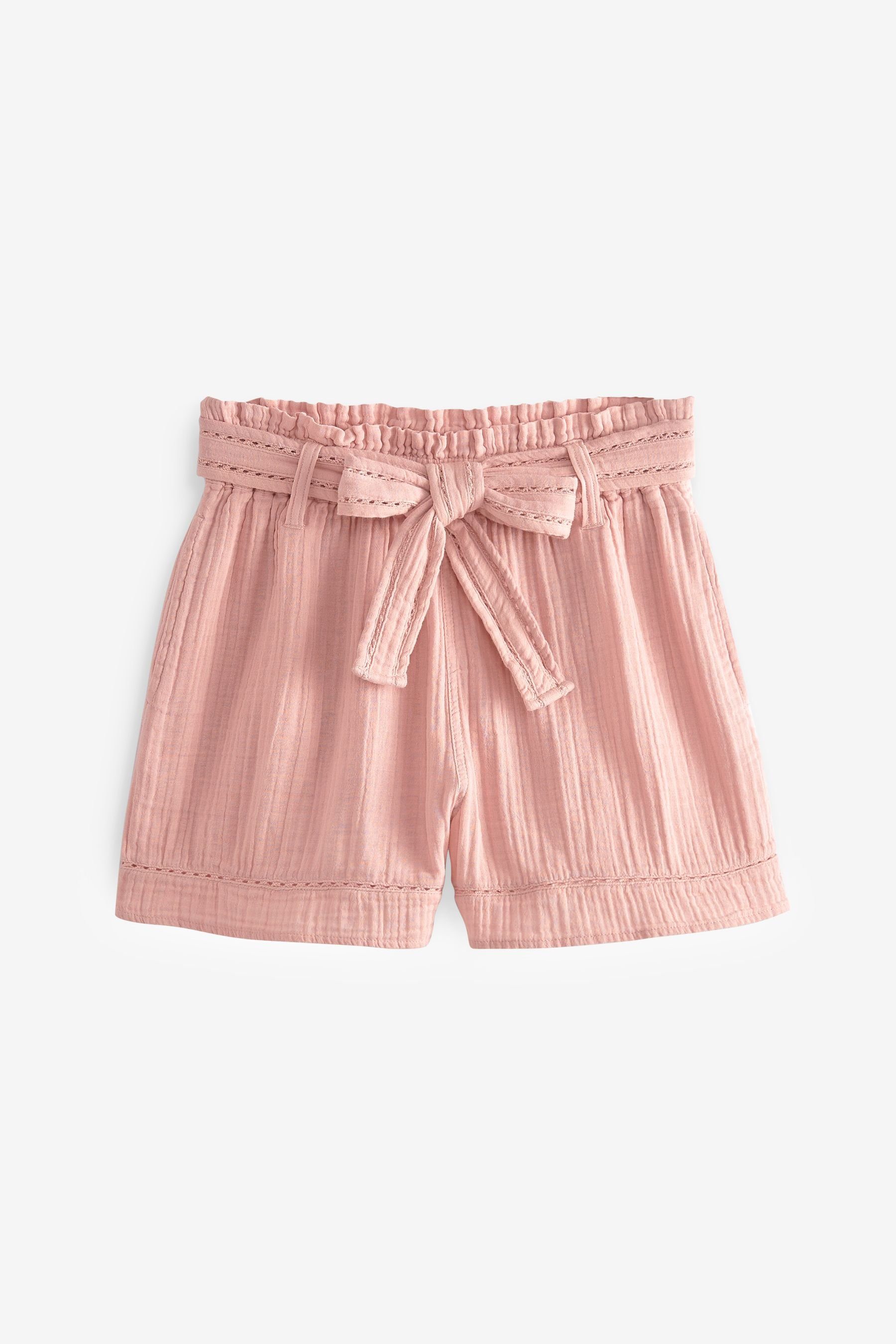 Next Relaxshorts Baumwoll-Shorts in Knitteroptik mit Gürtel (1-tlg) Pink