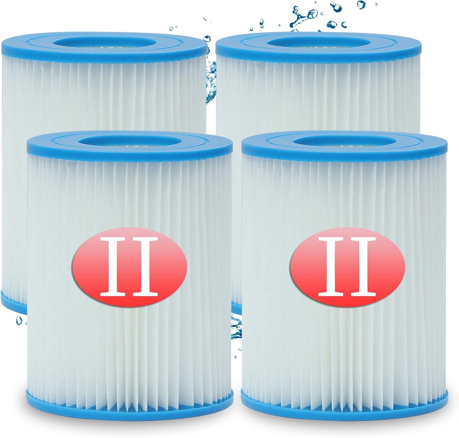 FELIXLEO Pool-Filterkartusche 4 Filterkartuschen Typ II für Bestway Poolpumpe 58094