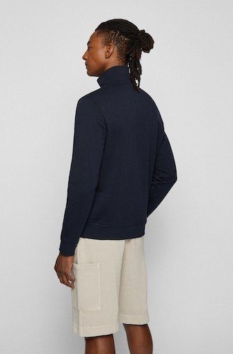BOSS ORANGE Sweatshirt Zestart Markenlabel der dunkelblau auf mit Brust