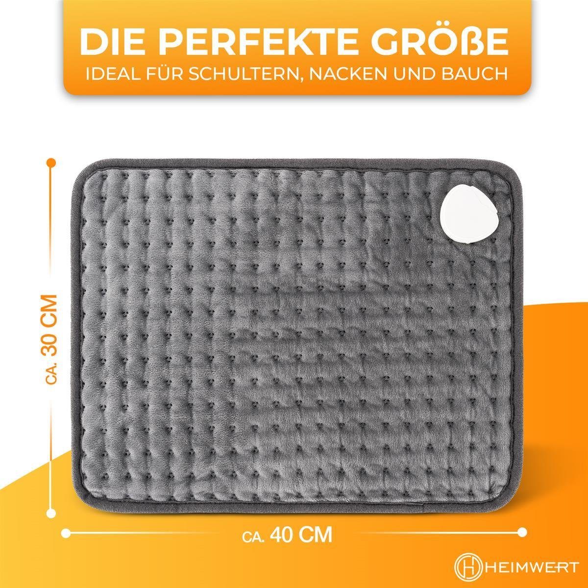 HEIMWERT Heizkissen Wärmekissen Heizkissen mit Abschaltautomatik Sofortwärme, Sofortwärme in 10 Stufen bis 100 Watt mit Timer - 30x40 cm