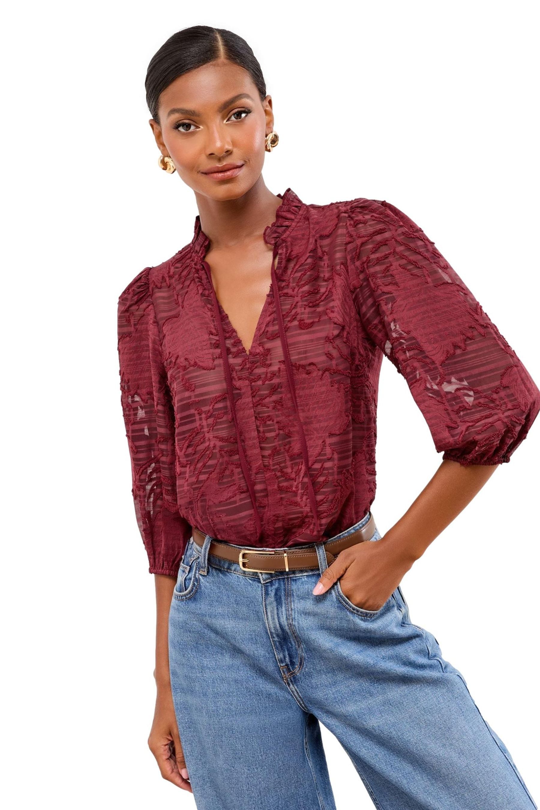 LIPSY Langarmbluse Lipsy Oberteil mit 3/4-Ärmeln, Regular (1-tlg)