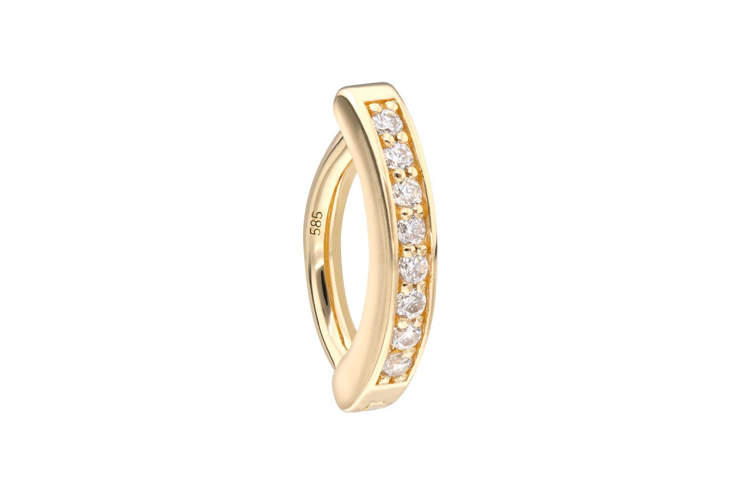 PIERCINGLINE Bauchnabelpiercing 14/18 Karat Gold Bauchnabelclicker BOGEN + EINGEFASSTE MOISSANITE (Clicker, 1-tlg)