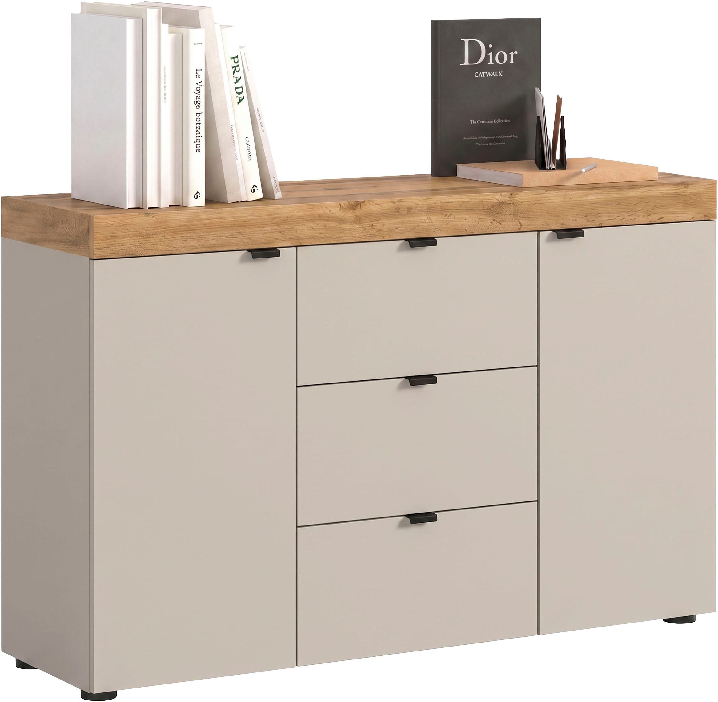 OTTO home Sideboard MAMBO II, Breite 125 cm, 2 Türen, 3 Schubkästen (1 St., 2-farbige Ausführung, in verschiedenen modernen Trendfarben erhältlich), Sideboard, Kommode, Wohnzimmer, Flur, Arbeitszimmer
