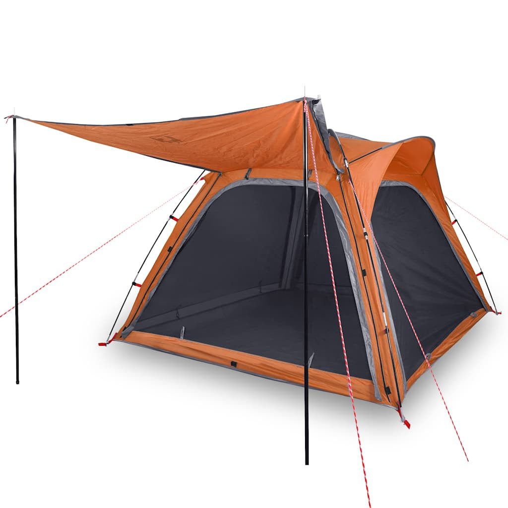 Kuppelzelt Campingzelt 4 Personen Grau und Orange Quick Release Wasserfest