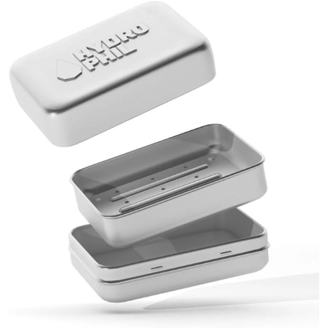 Hydrophil Seifenschale Hydrophil Seifendose aus Aluminium mit Abtropfgitter, Silber, 1-St.