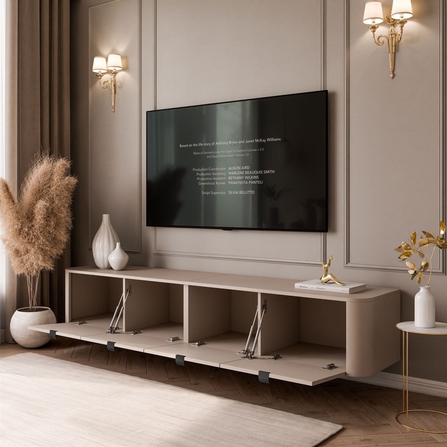 Lookway TV-Schrank CELESTE TV-Hängeschrank mit LED-Beleuchtung (2x TV-Schrank, mit LED Beleuchtung) 200x40x33,5 cm – Bild 4 von 5