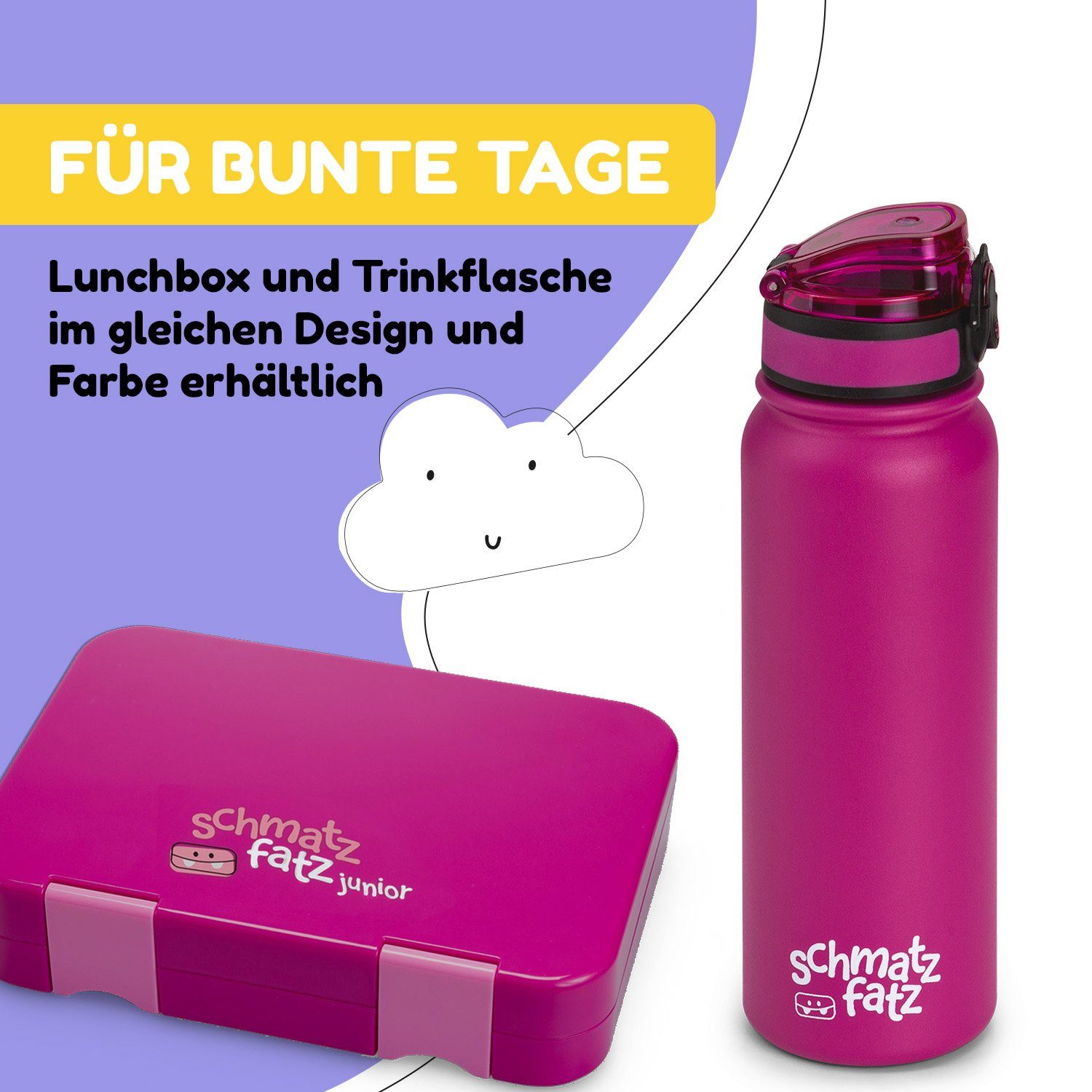 Klarstein Trinkflasche Wakaba Thermosflasche 550ml, Violett 550 Outdoor Kinderflasche Schule ml Kindergarten Sport