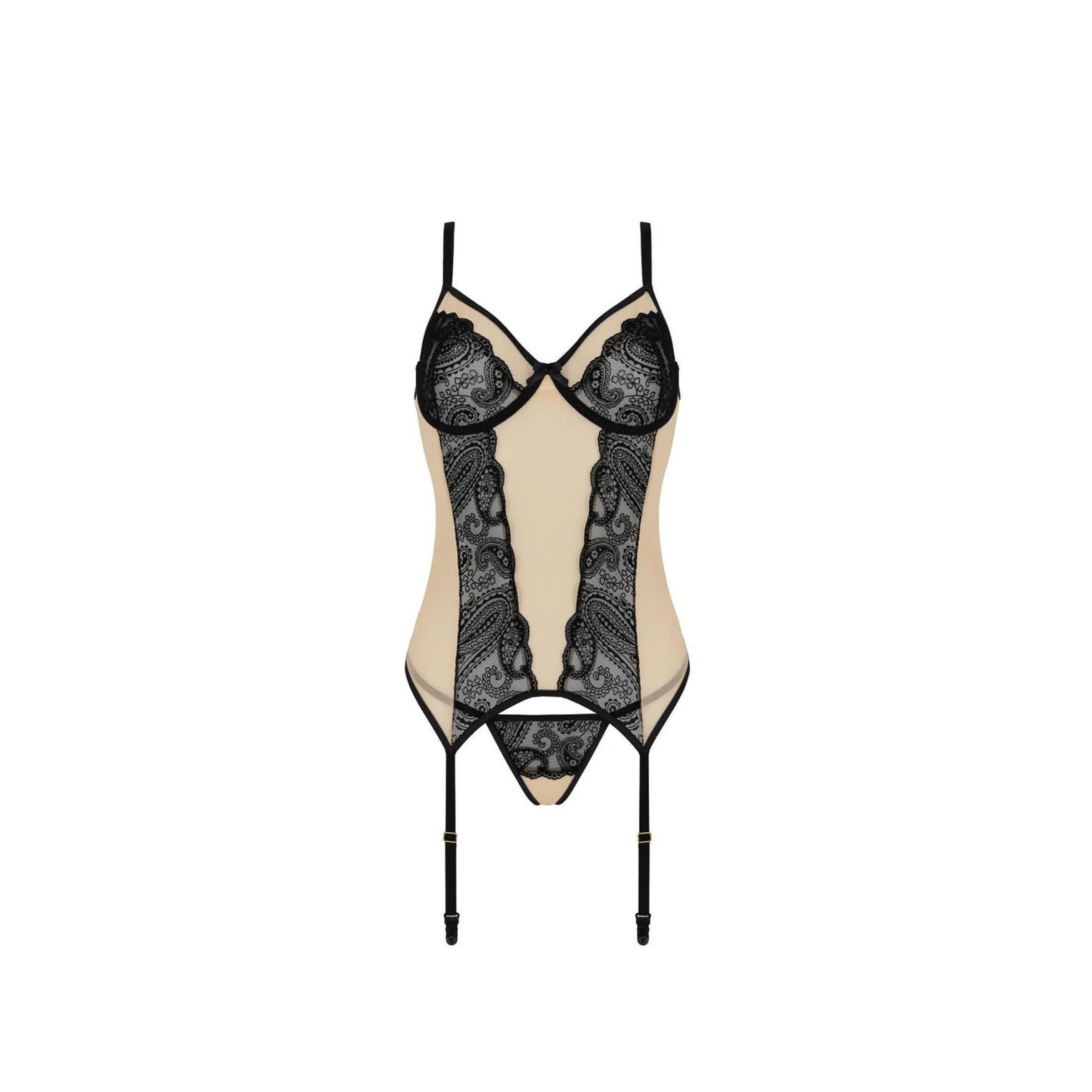 Casmir Corsage CA Daisy corset & thong black-beige - (L/XL,S/M)