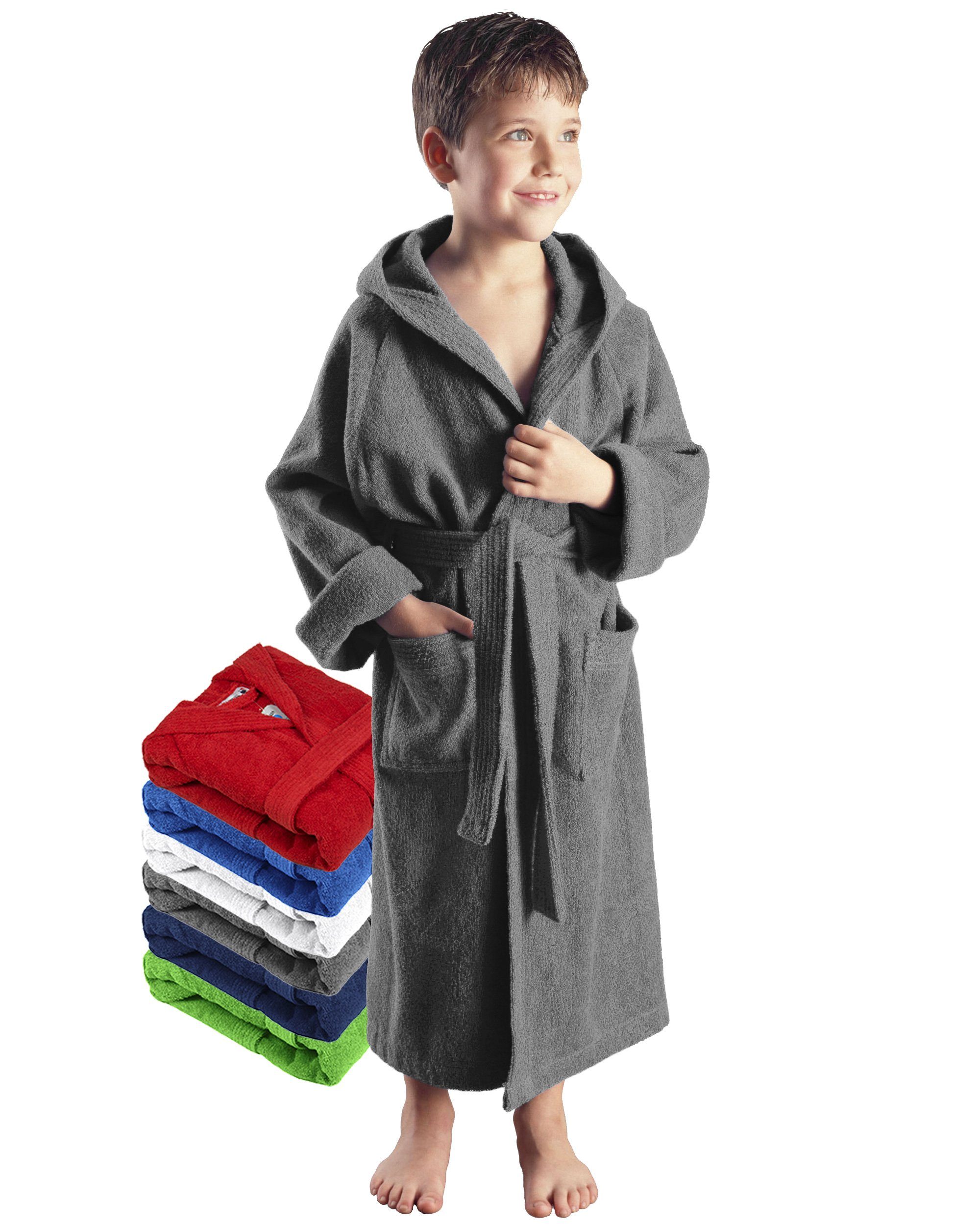 Kinderbademantel für Jungen und Mädchen, mit Kapuze